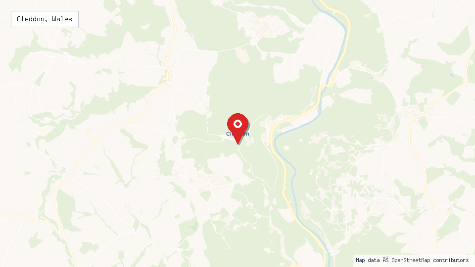Street map of Cleddon, Wales with location pin