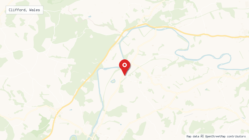 Street map of Clifford, Wales with location pin