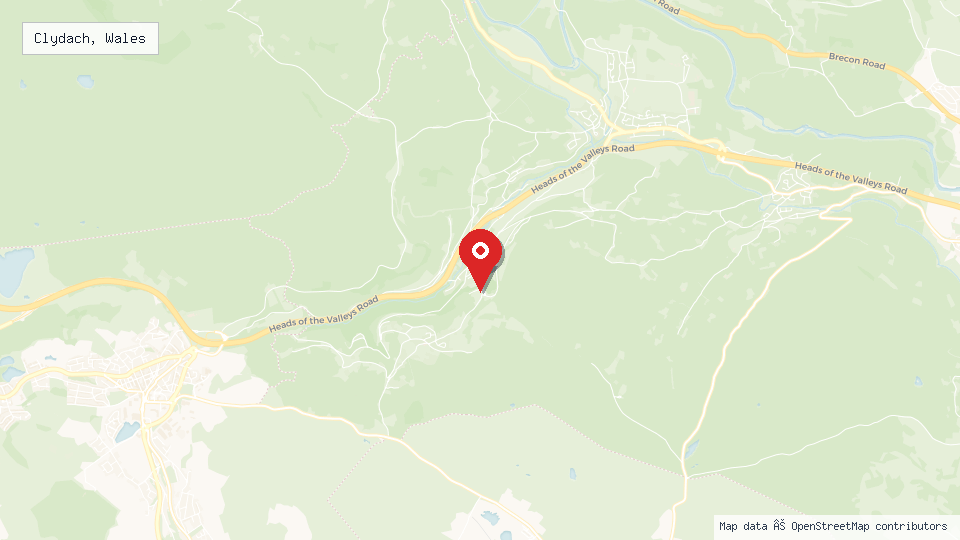 Street map of Clydach, Wales with location pin