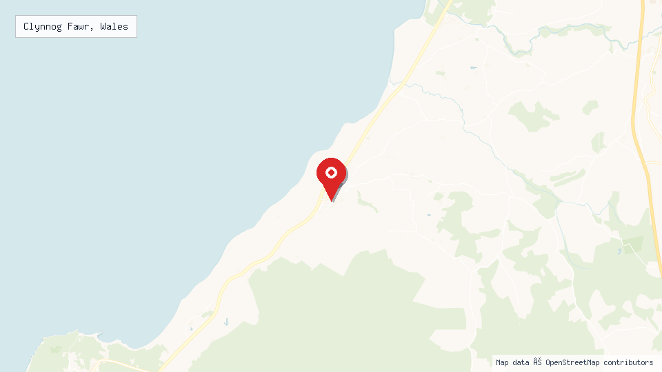 Street map of Clynnog Fawr, Wales with location pin