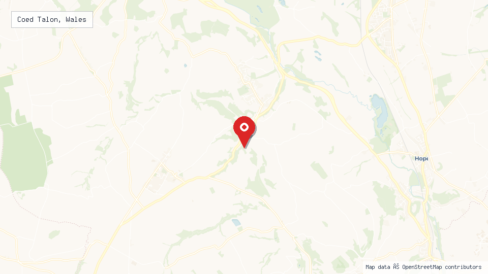 Street map of Coed Talon, Wales with location pin