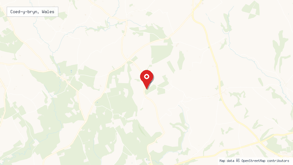 Street map of Coed-y-bryn, Wales with location pin