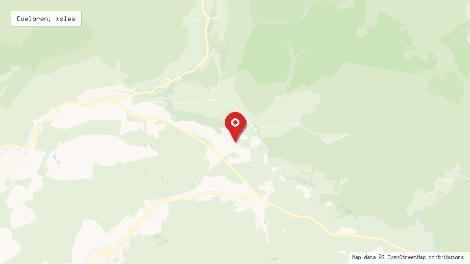 Street map of Coelbren, Wales with location pin
