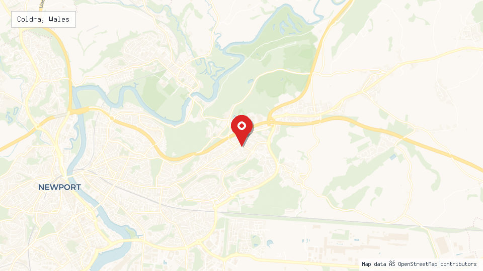 Street map of Coldra, Wales with location pin