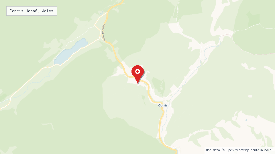 Street map of Corris Uchaf, Wales with location pin