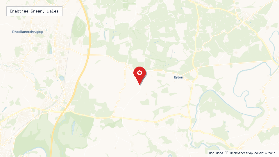 Street map of Crabtree Green, Wales with location pin