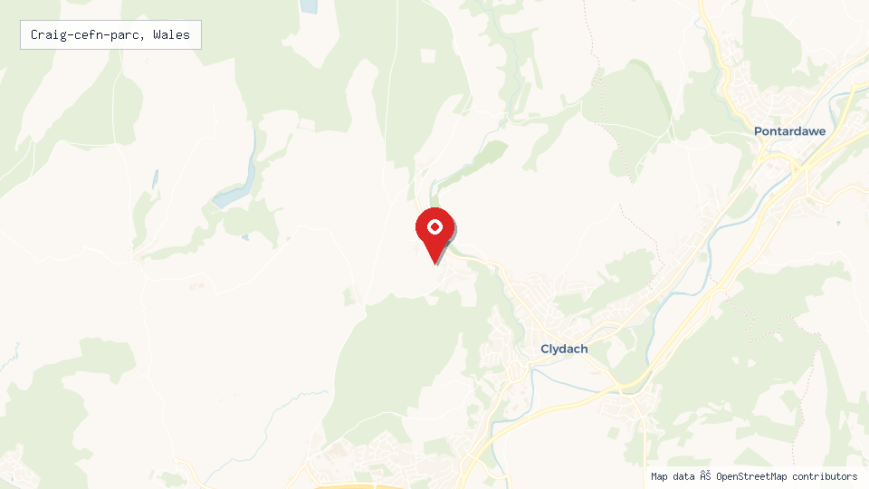 Street map of Craig-cefn-parc, Wales with location pin