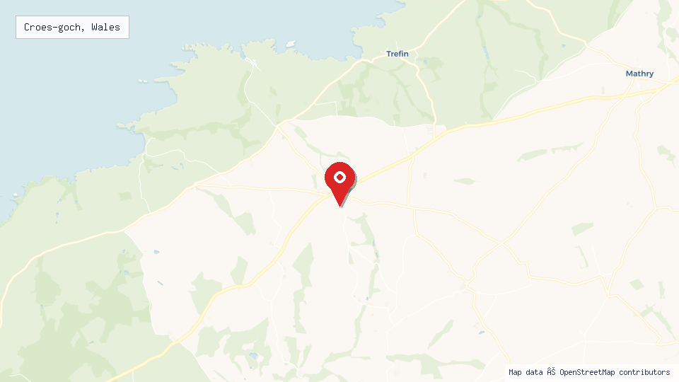 Street map of Croes-goch, Wales with location pin