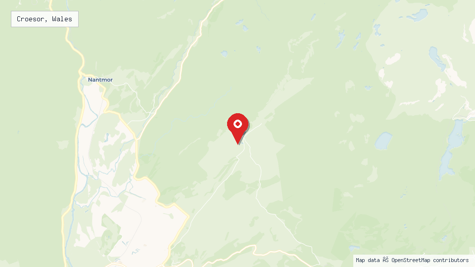 Street map of Croesor, Wales with location pin