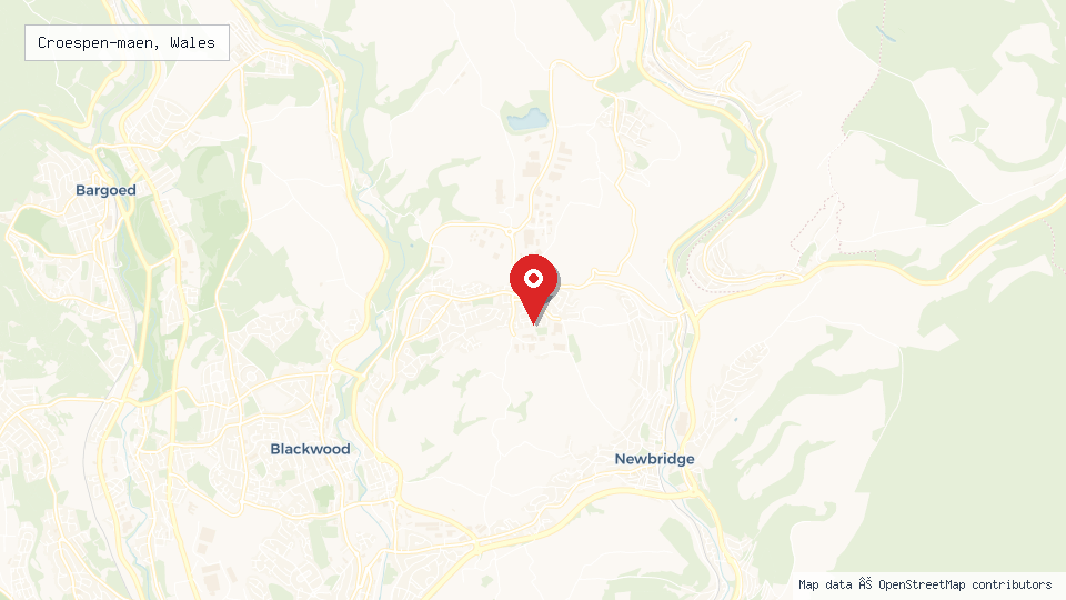 Street map of Croespen-maen, Wales with location pin