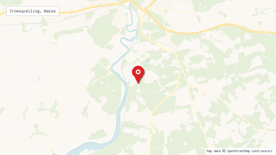 Street map of Croesyceiliog, Wales with location pin
