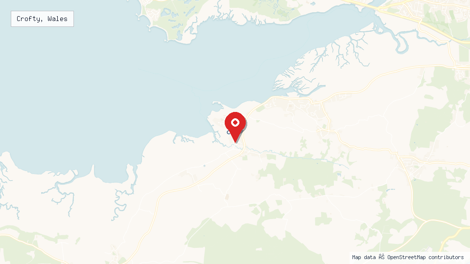 Street map of Crofty, Wales with location pin