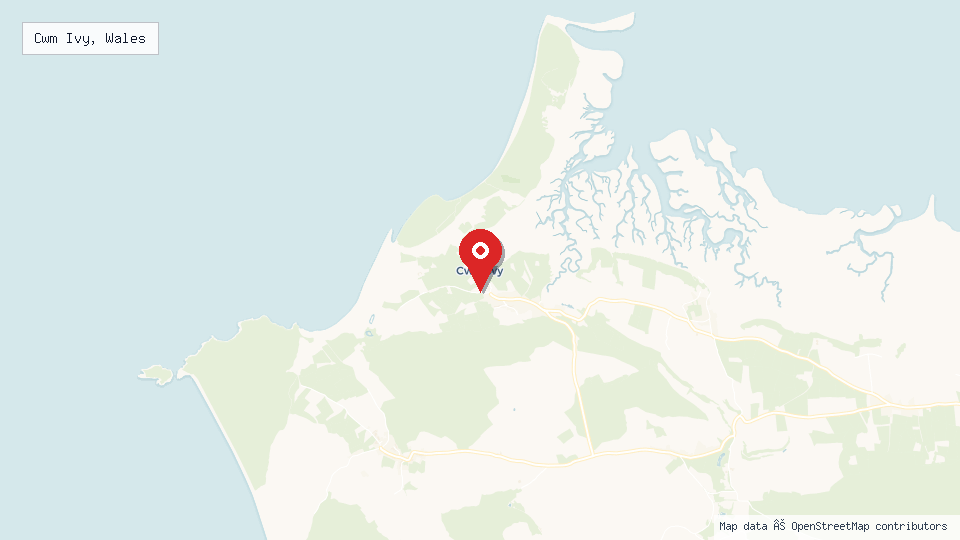 Street map of Cwm Ivy, Wales with location pin
