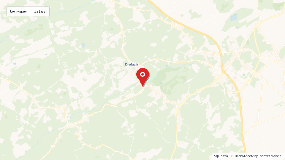 Street map of Cwm-mawr, Wales with location pin