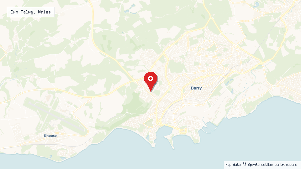 Street map of Cwm Talwg, Wales with location pin