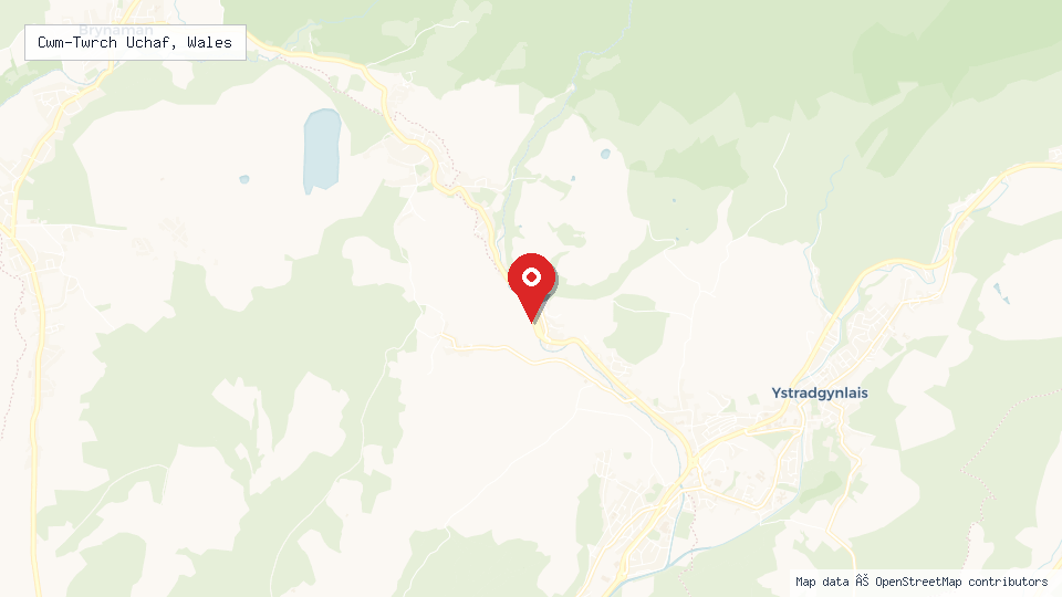 Street map of Cwm-Twrch Uchaf, Wales with location pin