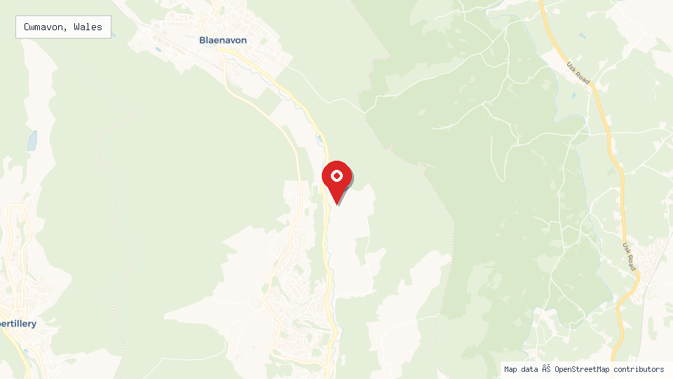 Street map of Cwmavon, Wales with location pin