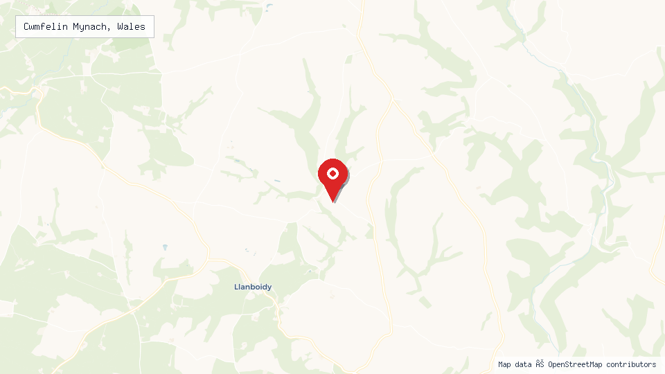 Street map of Cwmfelin Mynach, Wales with location pin