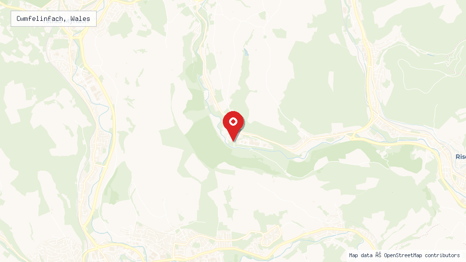 Street map of Cwmfelinfach, Wales with location pin