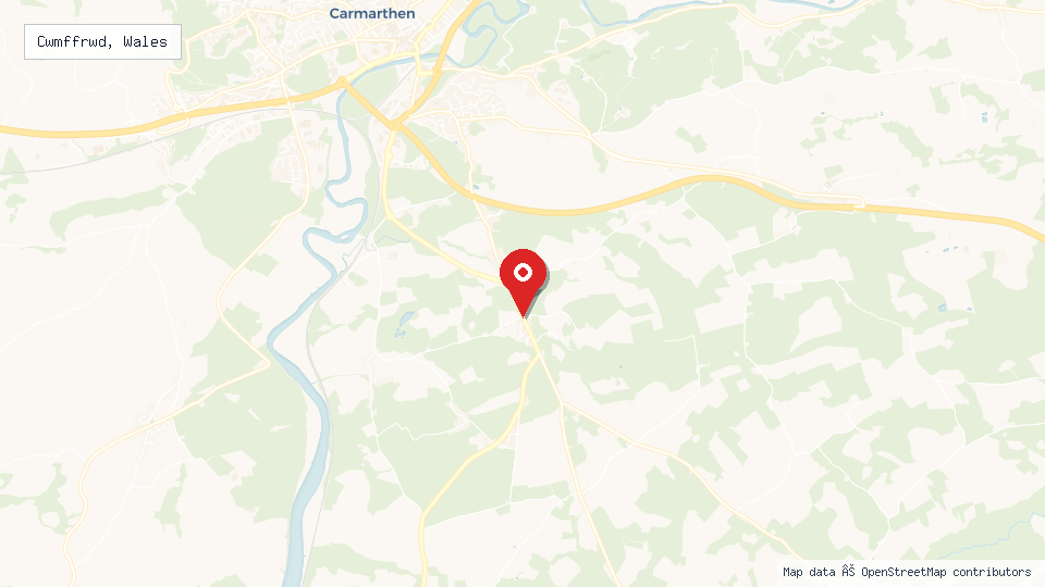 Street map of Cwmffrwd, Wales with location pin