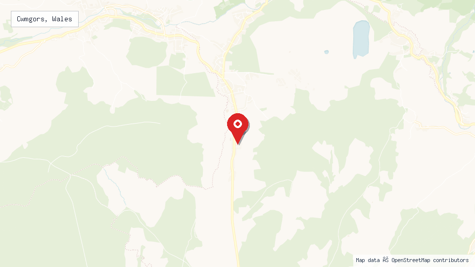 Street map of Cwmgors, Wales with location pin