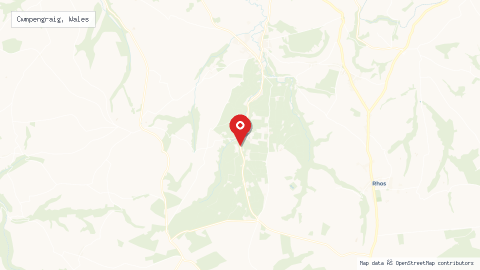Street map of Cwmpengraig, Wales with location pin