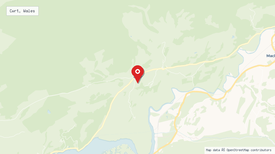 Street map of Cwrt, Wales with location pin