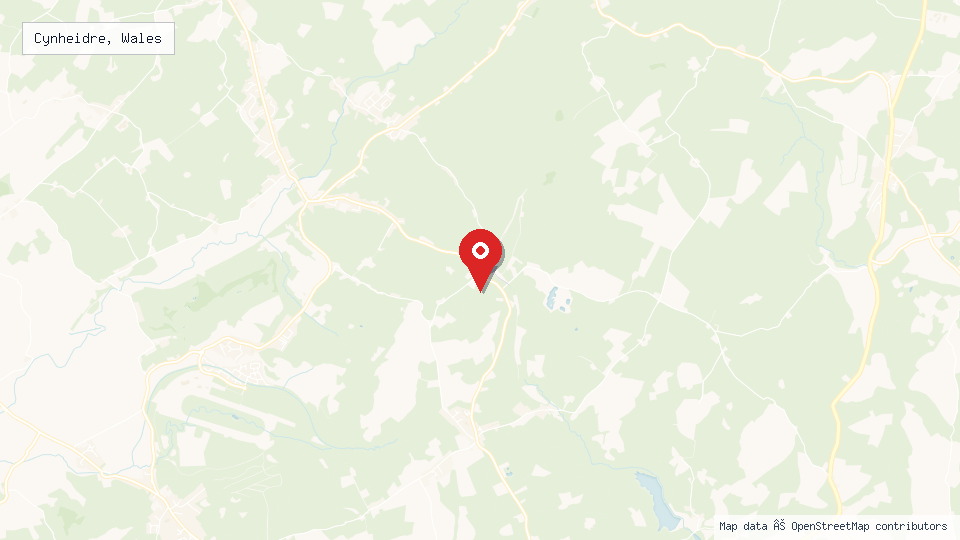 Street map of Cynheidre, Wales with location pin