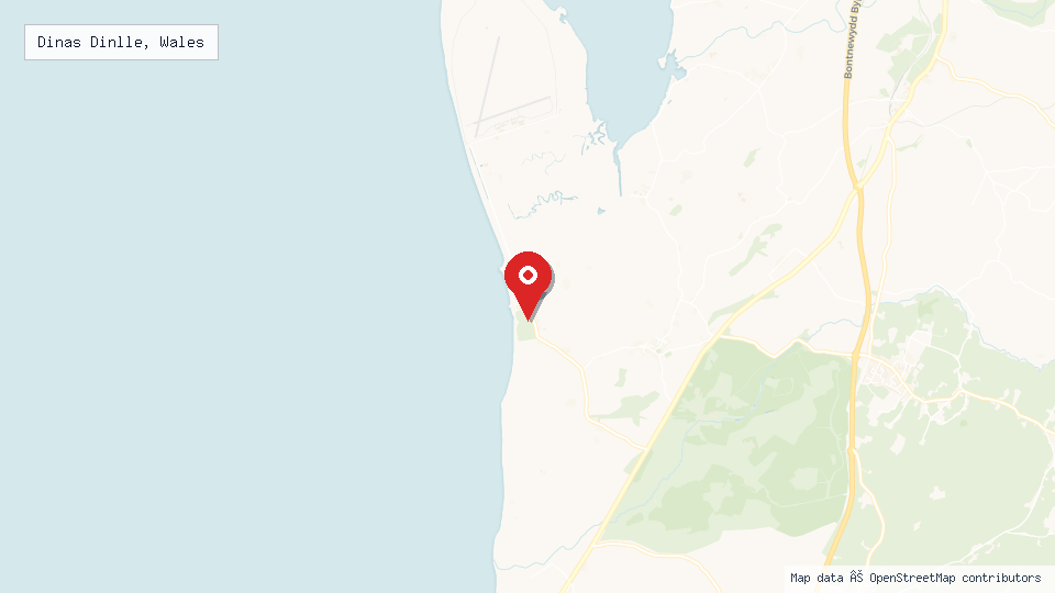 Street map of Dinas Dinlle, Wales with location pin