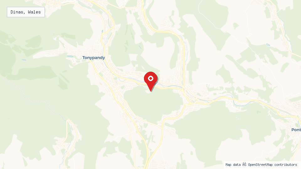 Street map of Dinas, Wales with location pin