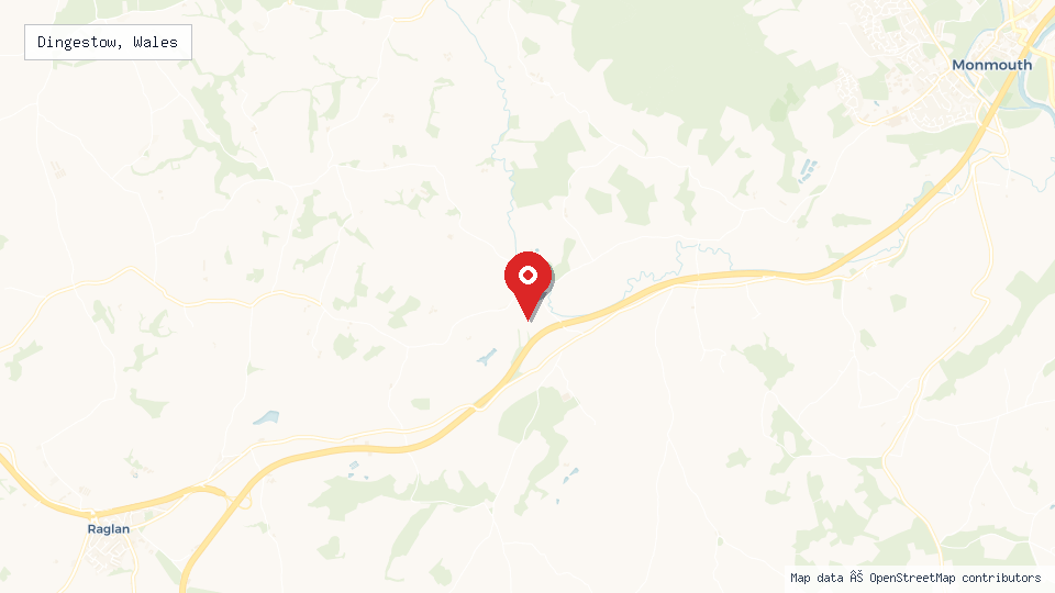 Street map of Dingestow, Wales with location pin