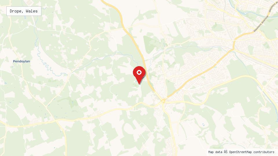 Street map of Drope, Wales with location pin
