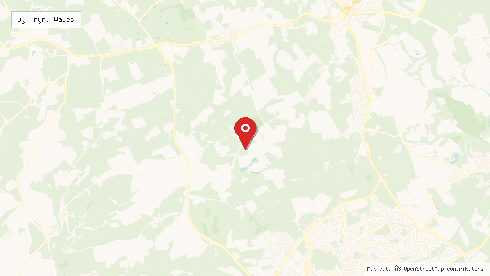 Street map of Dyffryn, Wales with location pin