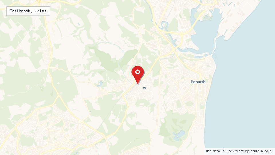 Street map of Eastbrook, Wales with location pin