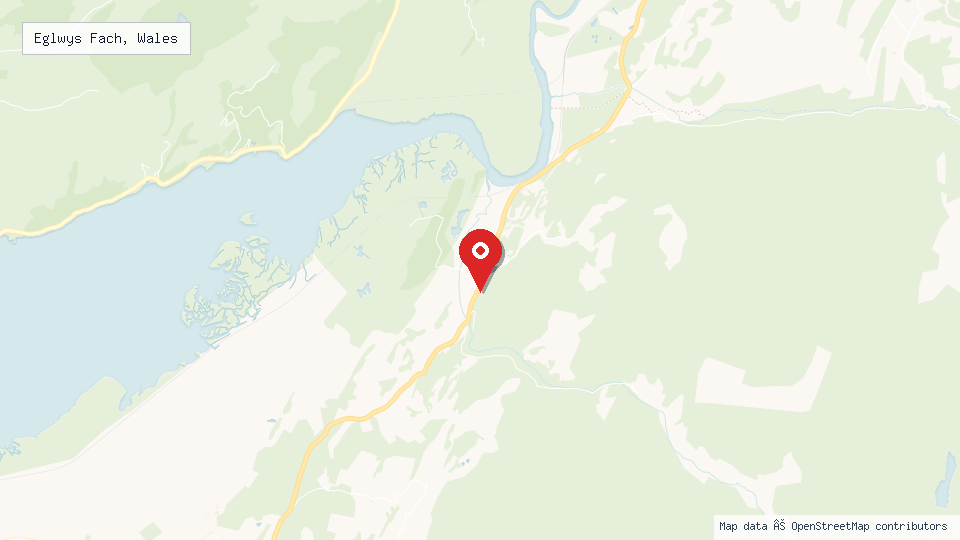 Street map of Eglwys Fach, Wales with location pin