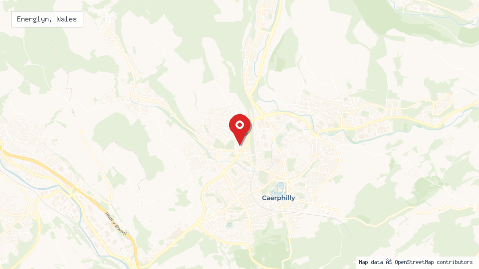 Street map of Energlyn, Wales with location pin