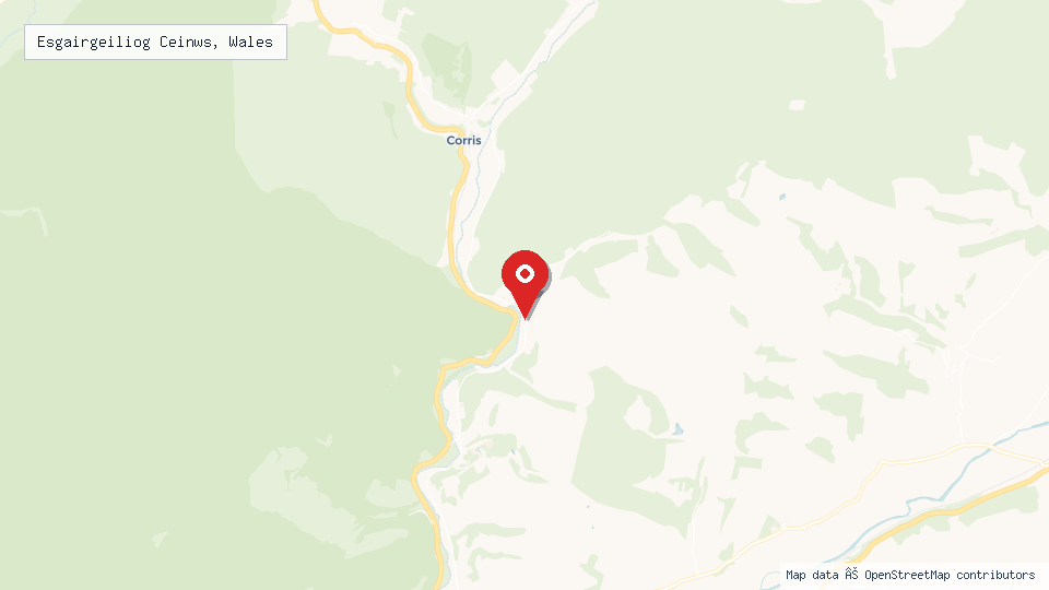 Street map of Esgairgeiliog Ceinws, Wales with location pin