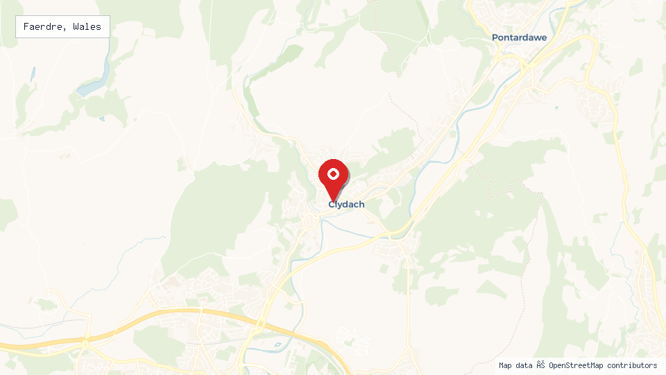 Street map of Faerdre, Wales with location pin