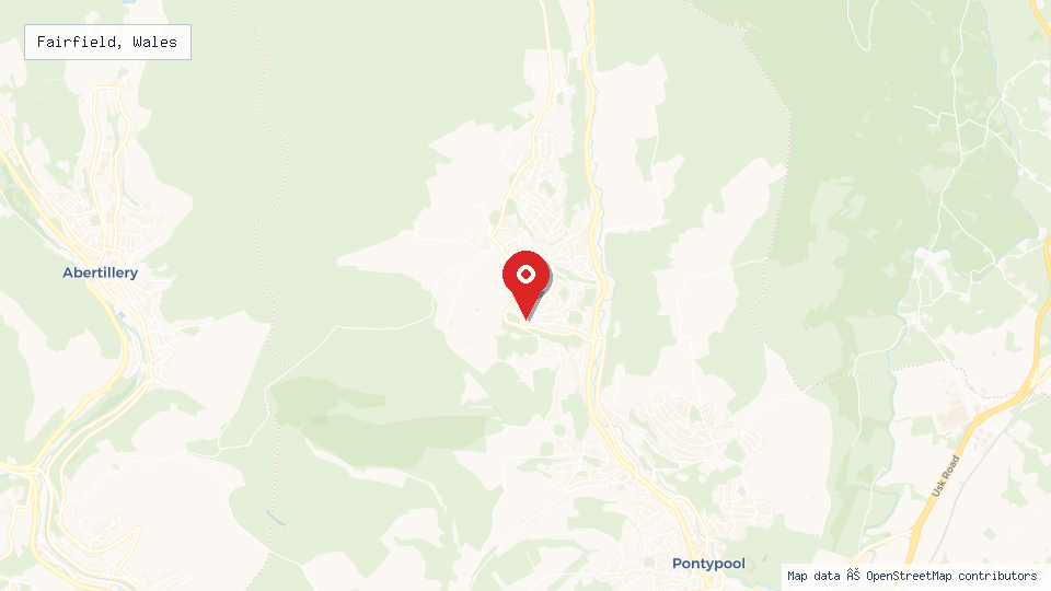 Street map of Fairfield, Wales with location pin