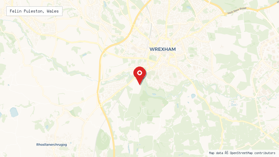 Street map of Felin Puleston, Wales with location pin