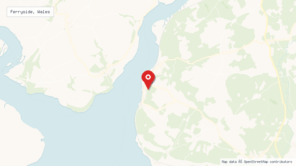 Street map of Ferryside, Wales with location pin
