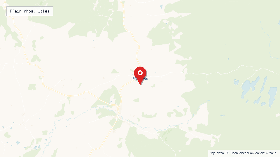 Street map of Ffair-rhos, Wales with location pin