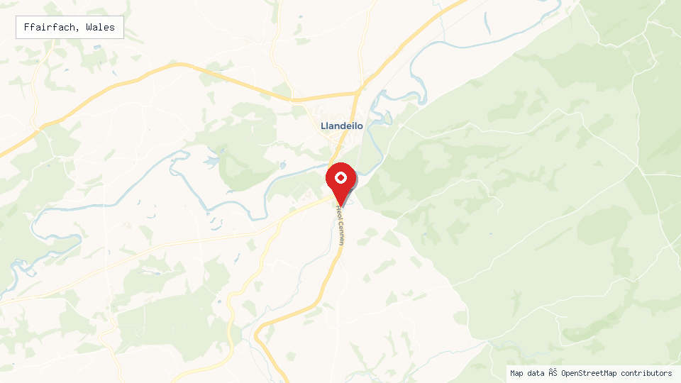 Street map of Ffairfach, Wales with location pin