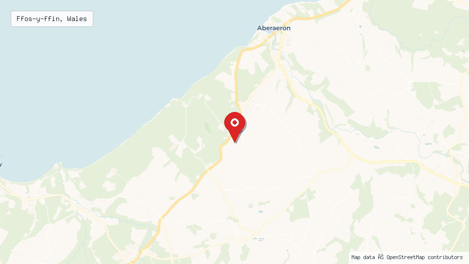 Street map of Ffos-y-ffin, Wales with location pin