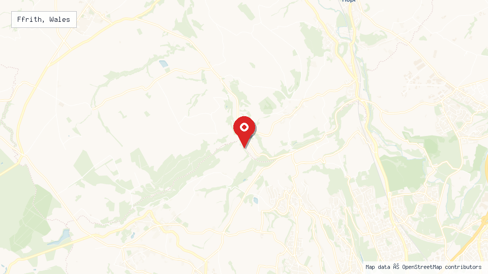 Street map of Ffrith, Wales with location pin