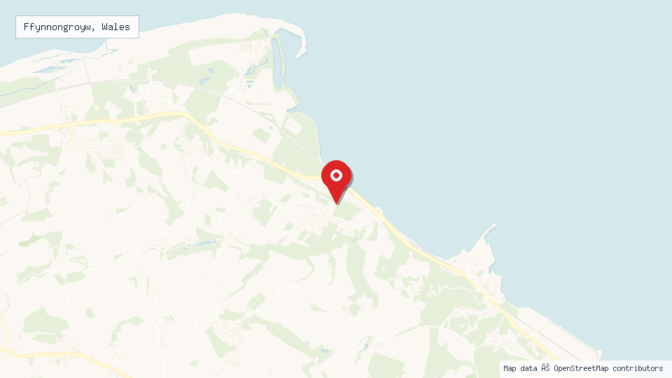 Street map of Ffynnongroyw, Wales with location pin