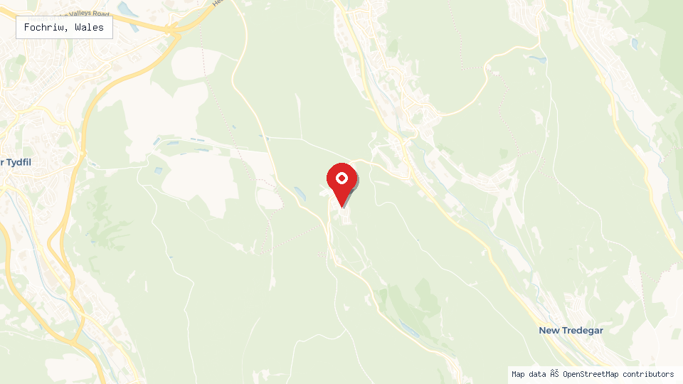 Street map of Fochriw, Wales with location pin