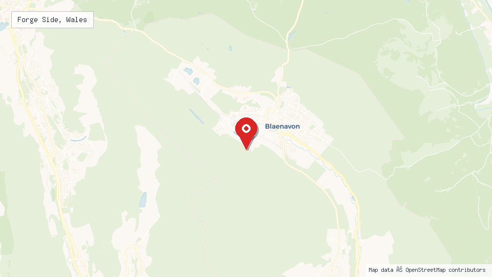 Street map of Forge Side, Wales with location pin