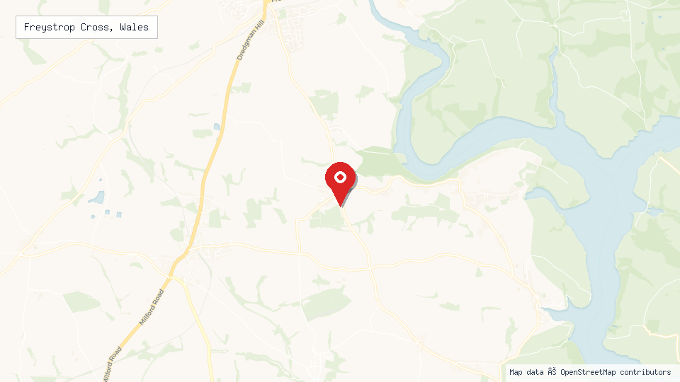 Street map of Freystrop Cross, Wales with location pin