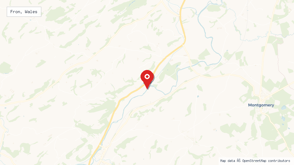 Street map of Fron, Wales with location pin